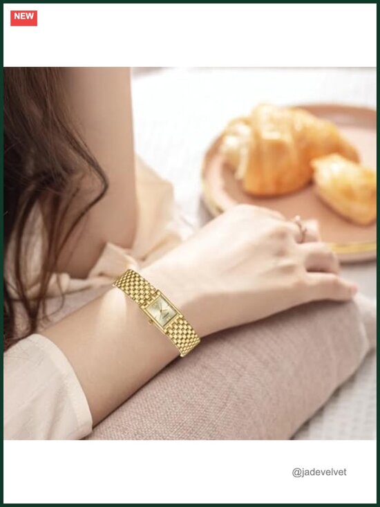 Luxury Gold Watch for Women Stainless Steel Bracelet Square Dial Japanese main image 3